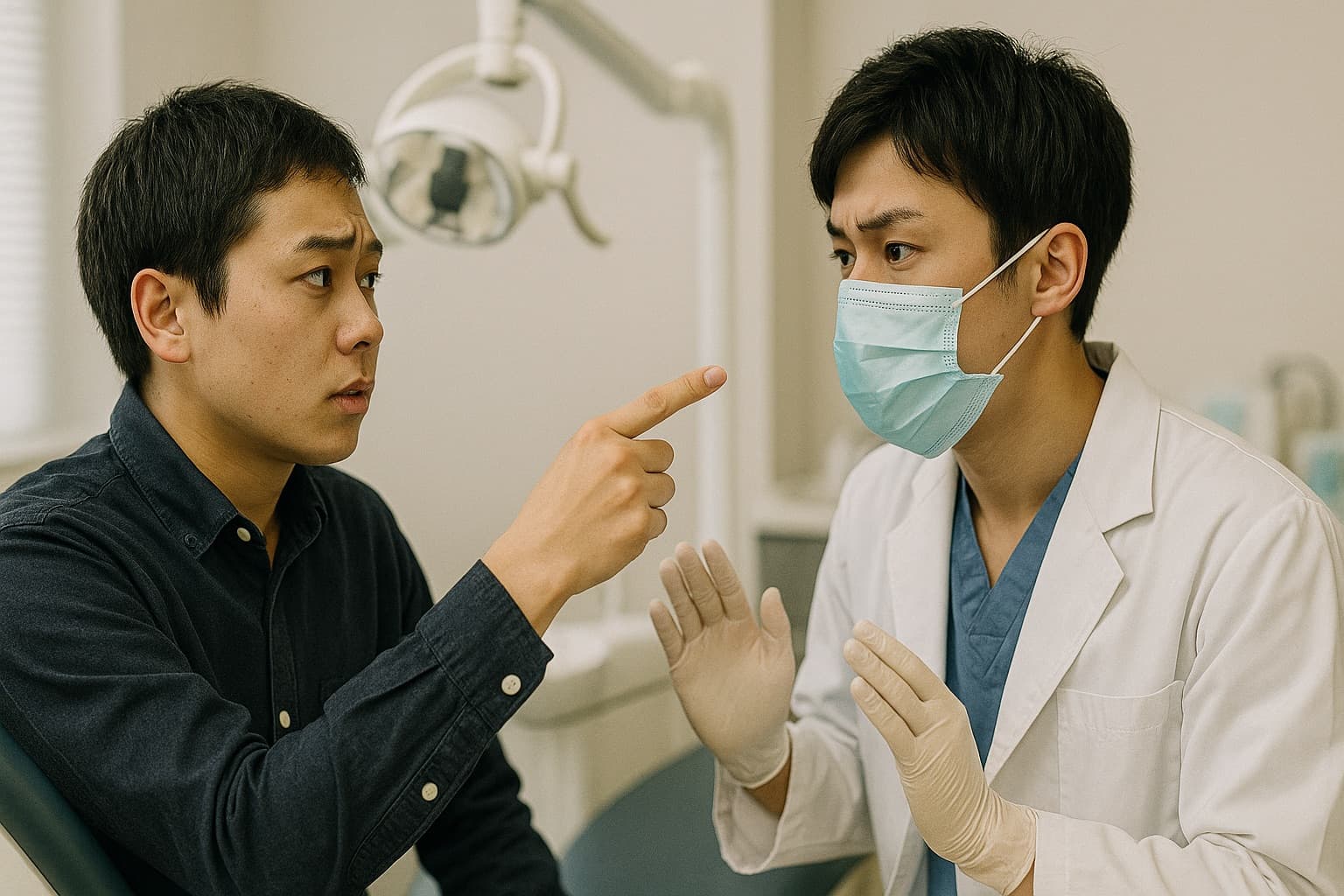 スタッフが患者からの怒鳴り声や威圧的な態度に戸惑っている様子を示すイラスト