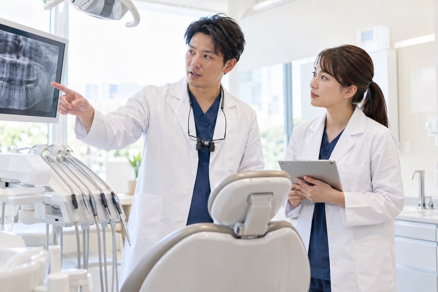 症例経験について話す歯科医師のイメージ