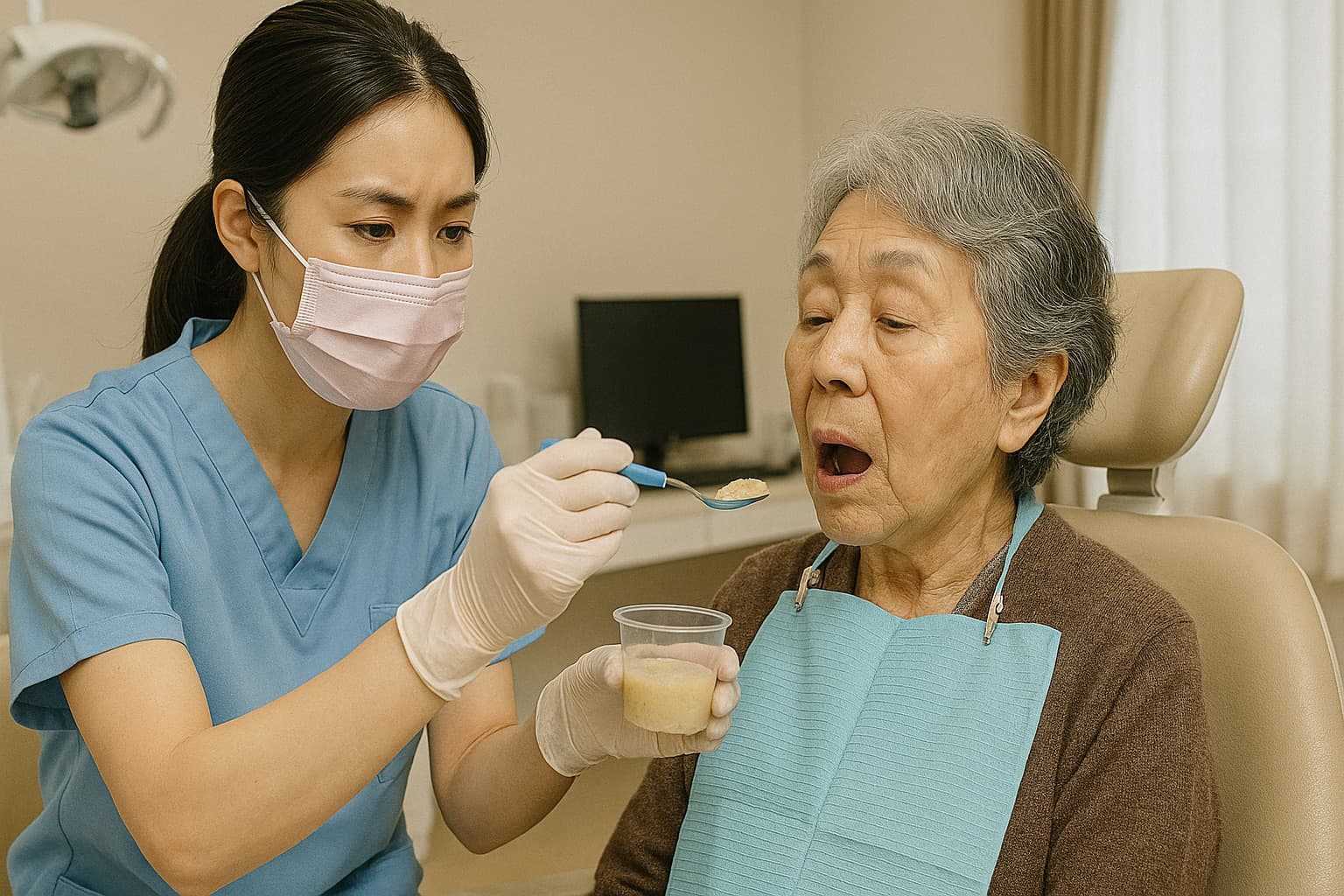 摂食嚥下の5つの相（先行期、準備期、口腔期、咽頭期、食道期）を示す図